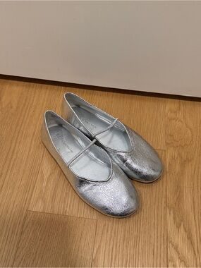 Silver Mary Jane Ballet Flats